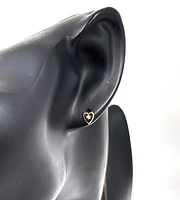 10K Two Tone Rose and White Gold 0.02cttw Diamond Heart Shaped Stud Earrings