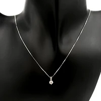 14K White Gold 0.17cttw Round Cut Canadian Diamond Pendant, 18”