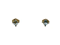 10K Yellow Gold Aquamarine and Diamond Earrings