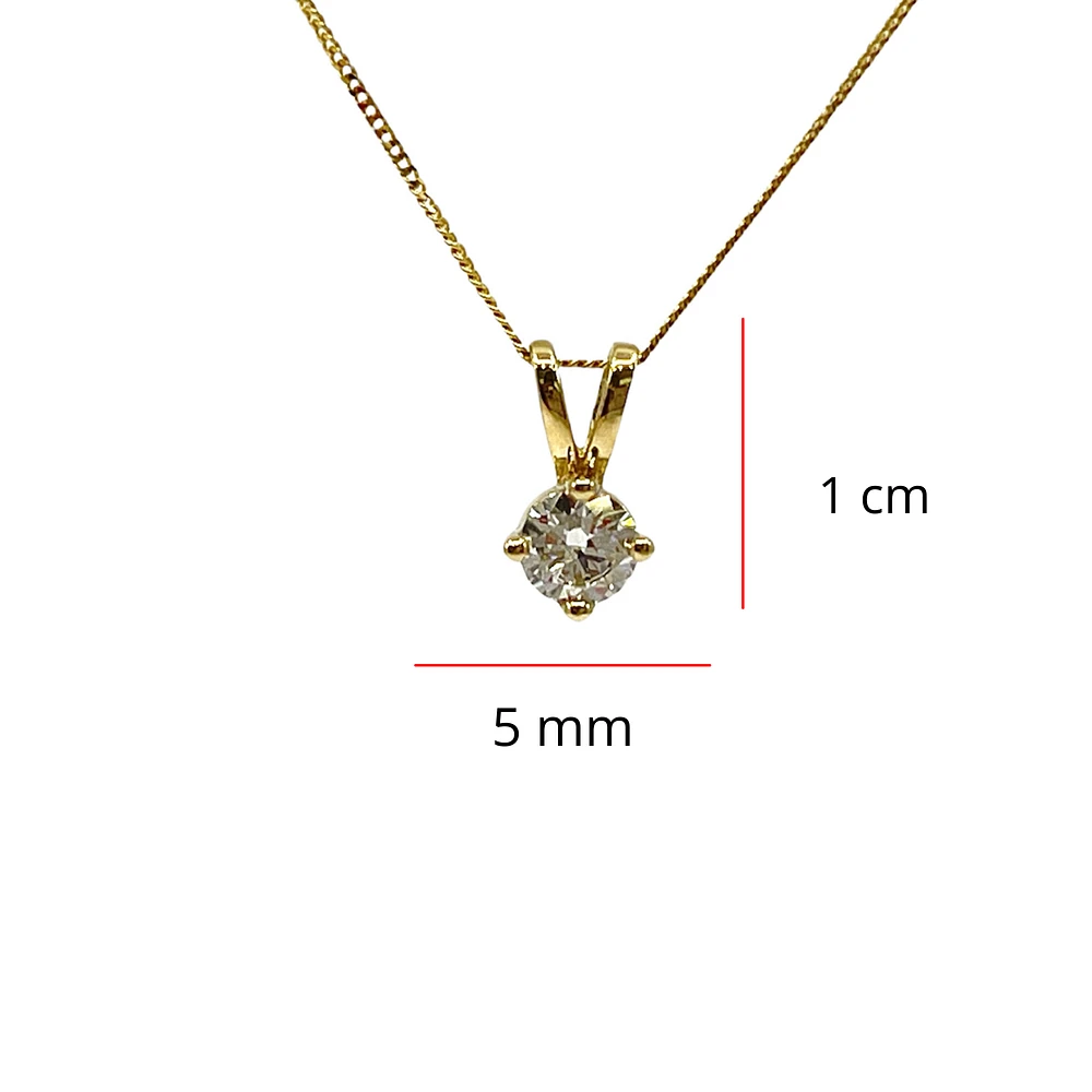14K Yellow Gold 0.25cttw Diamond Solitaire Necklace - 18 Inches