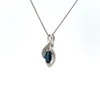 10K White Gold Sapphire and Diamond Pendant - 18"