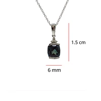 10K White Gold 6mm Cushion Cut Created Alexandrite & 0.007cttw Diamond Pendant, 17"