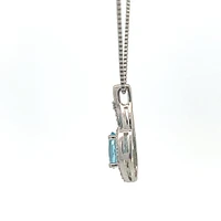 925 Sterling Silver Blue Topaz & Diamond Necklace