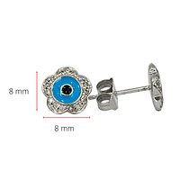 10K White Gold Blue Enamel and Diamond Earrings