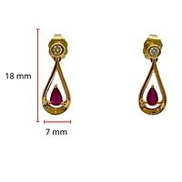 10K Yellow Gold 0.70cttw Ruby and 0.08cttw Diamond Earrings