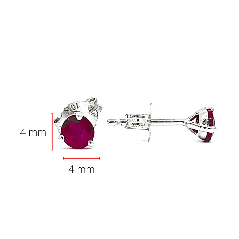 10K White Gold 0.50cttw Genuine Ruby stud Earrings