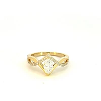 14K Yellow Gold 0.76cttw Marquise Cut Lab Grown Diamond Ring, 6 - / White