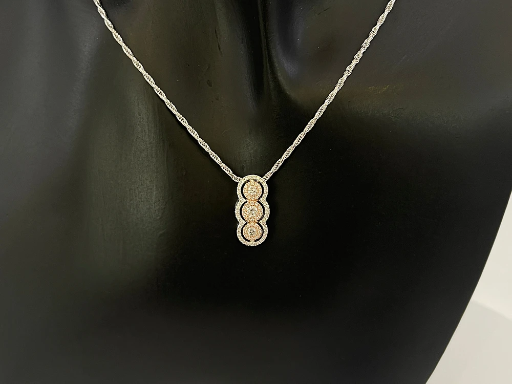 14K White & Rose Gold 0.43cttw Diamond Pendant, 18"
