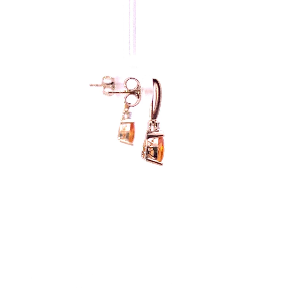 10K Yellow Gold Genuine Citrine & 0.025cttw Diamond Earrings