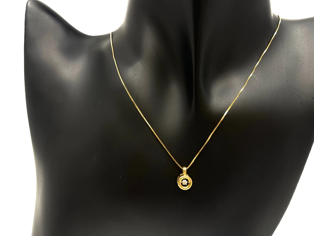 10K Yellow Gold 0.05cttw Diamond Pendant, 18"
