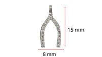 10K White Gold Cubic Zirconia Wishbone Charm - 15mm x 8mm