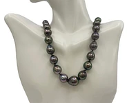9-13mm Black Tahitian Pearl Strand with 14K Yellow Gold Pearl Clasp - 18"