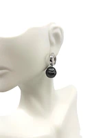 Sterling Silver Tahitian Pearl Dangle Earrings with Hoop Closure
