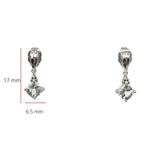 10K White Gold 1.10cttw Aquamarine and 0.012cttw Diamond Dangle Earrings