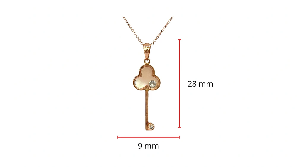 10K Rose Gold Mother of Pearl and 0.02cttw Diamond Pendant, 18"