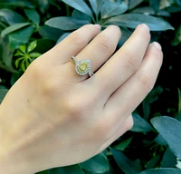 18K White & Yellow Gold 0.68Cttw Fancy Diamond Pear Cut Engagement Ring