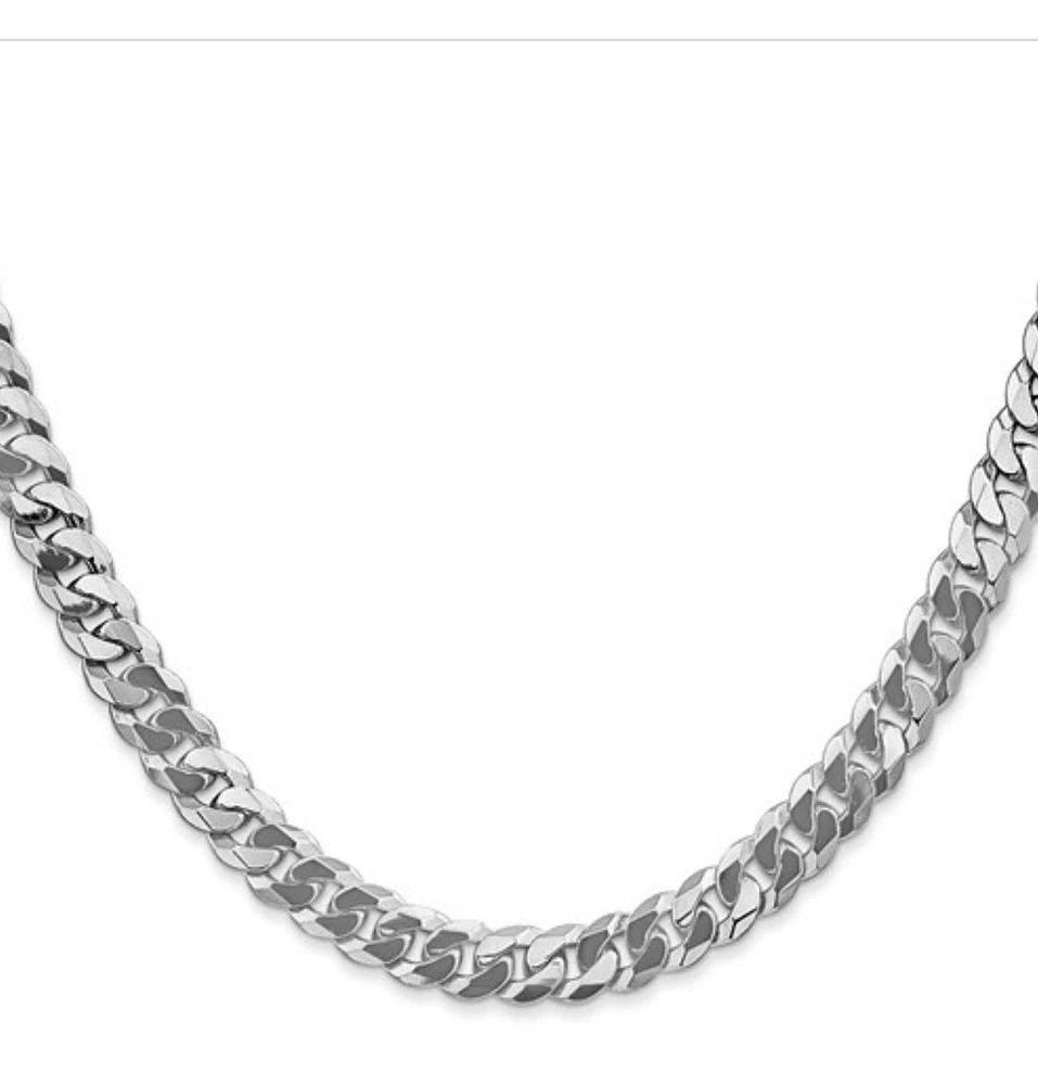 14K White Gold Flat Beveled Curb Chain