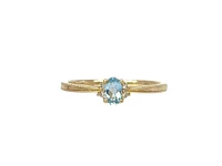 10K Yellow Gold 0.22cttw Aquamarine and 0.03cttw Diamond Ring