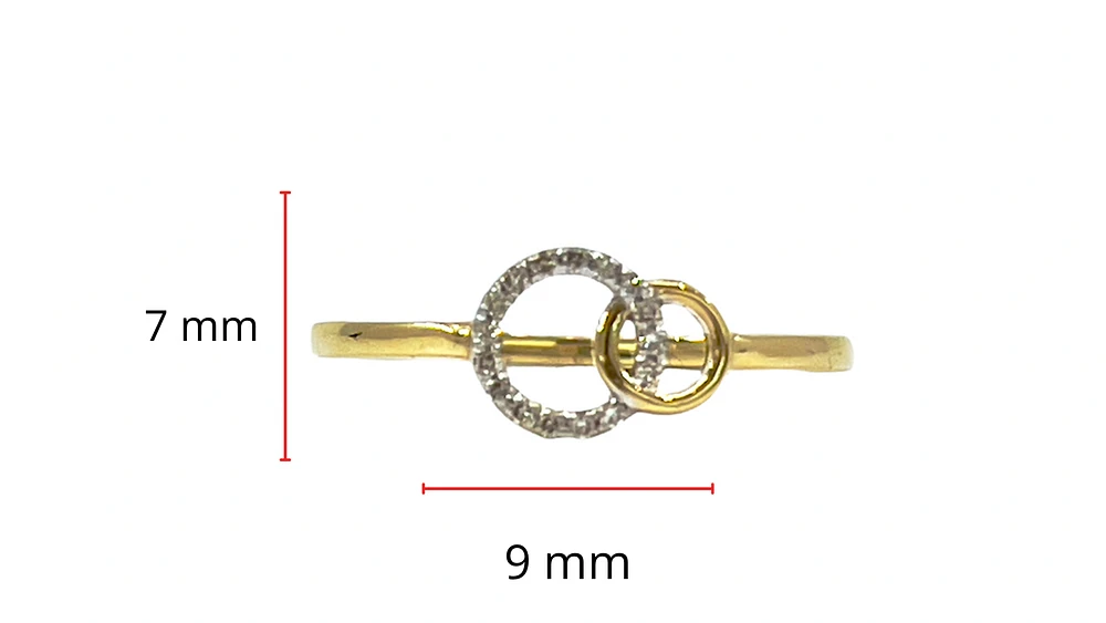 10K White & Yellow Gold 0.04cttw Diamond Double Circle/Eternity/Infinity Ring, size 6.5