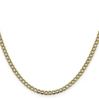 14K Yellow Gold and Rhodium Plated Pave Curb Chain