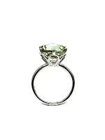 10K White Gold 5 carat Genuine Prasiolite (Green Amethyst) Ring, size 6.5