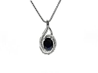 925 Sterling Silver Sapphire & Diamond Necklace
