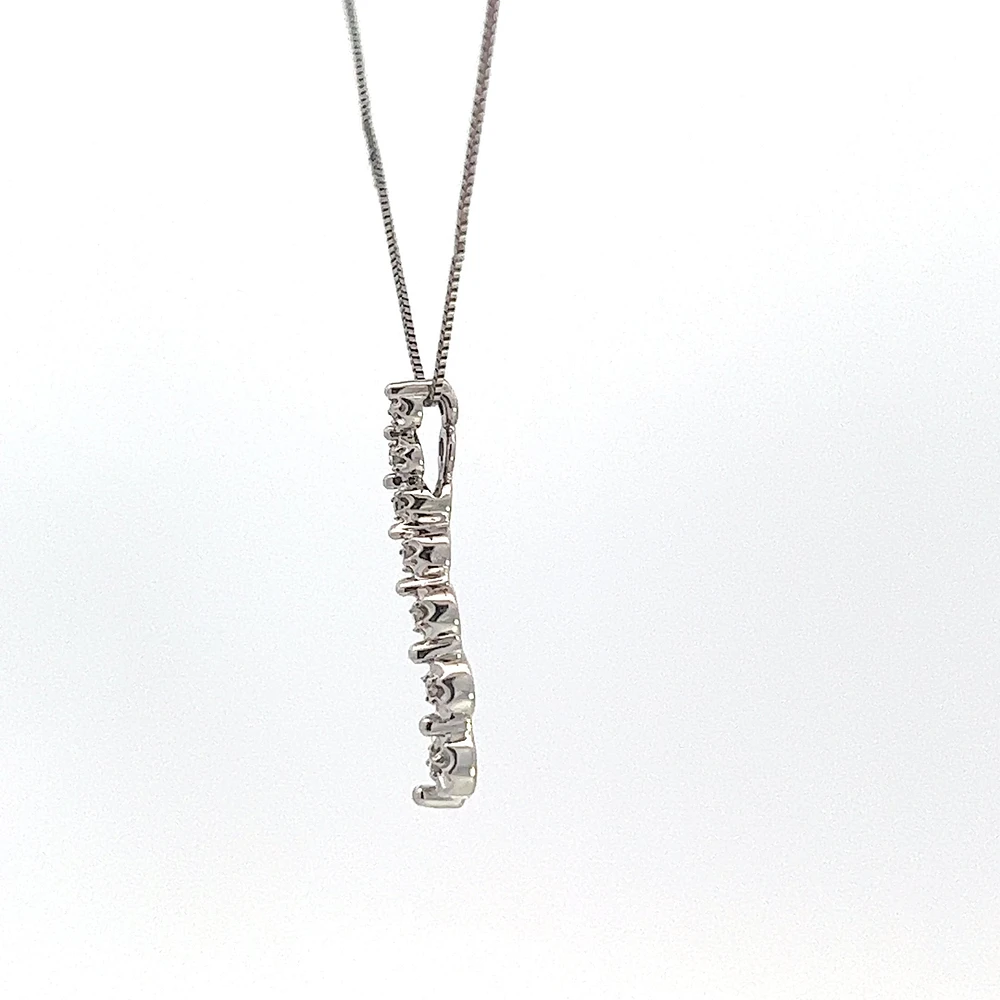 10K White Gold 0.04 cttw Diamond Journey Pendant, 18"