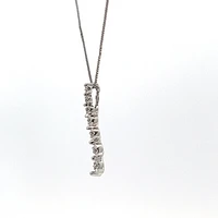 10K White Gold 0.04 cttw Diamond Journey Pendant, 18"