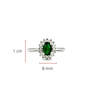10K White Gold Emerald & 0.16cttw Diamond Ring, size 6.5