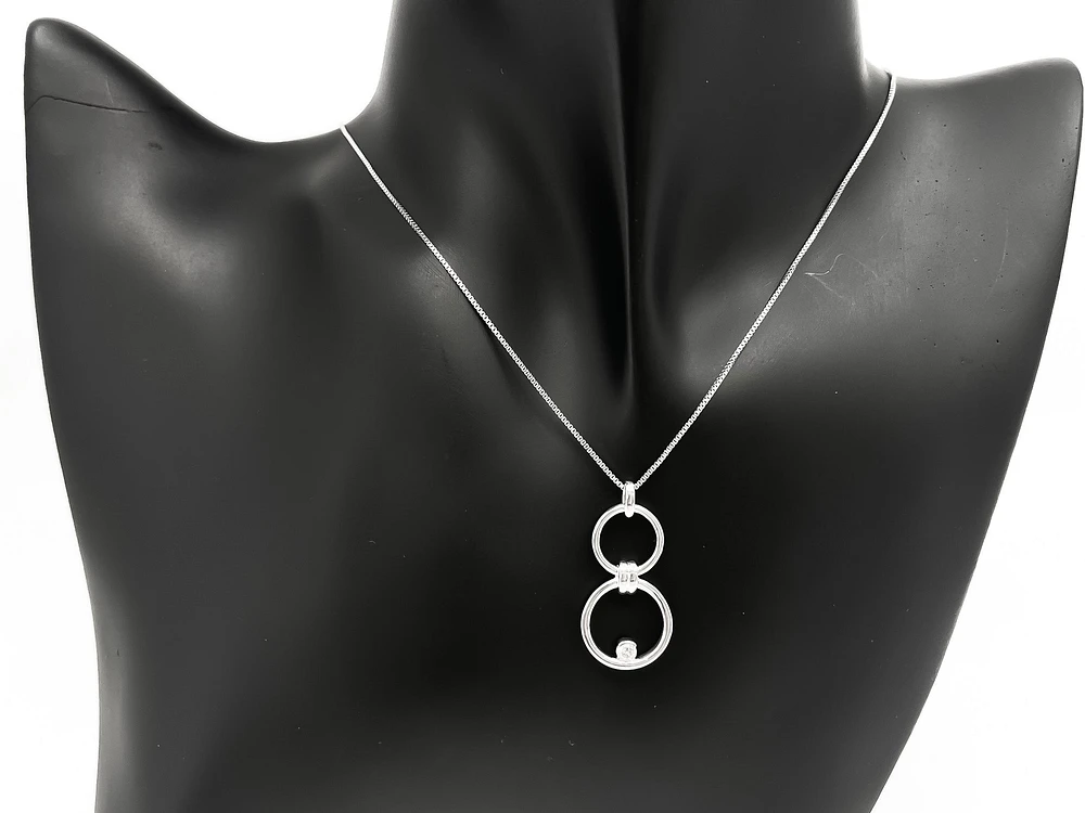 Sterling Silver 0.11cttw Diamond Double Infinity / Circle Necklace, 18"