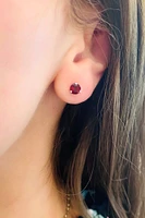 10K White Gold 1.30cttw Round Cut Garnet Stud Earring