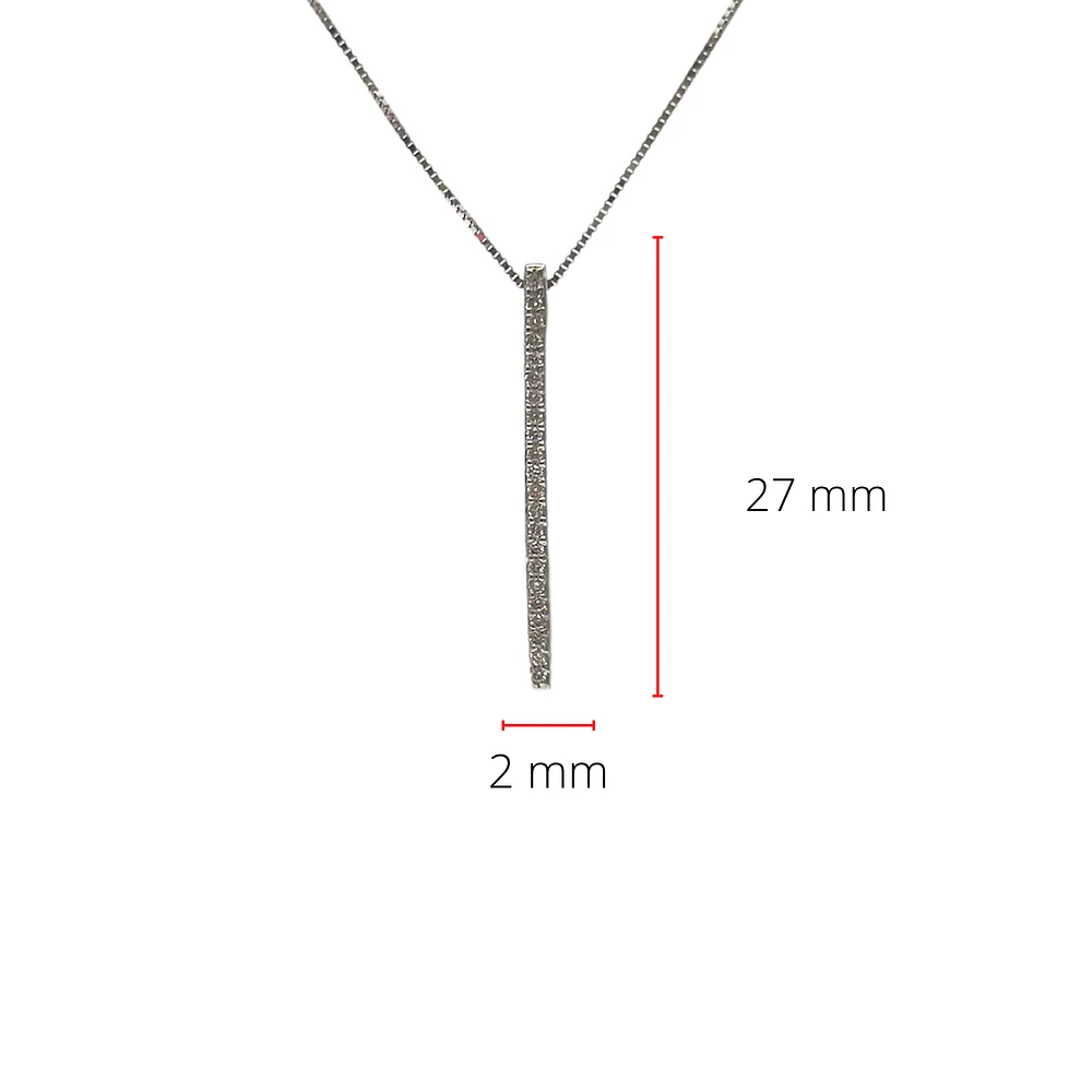 10K White Gold 0.10 cttw Diamond Bar Pendant, 18"