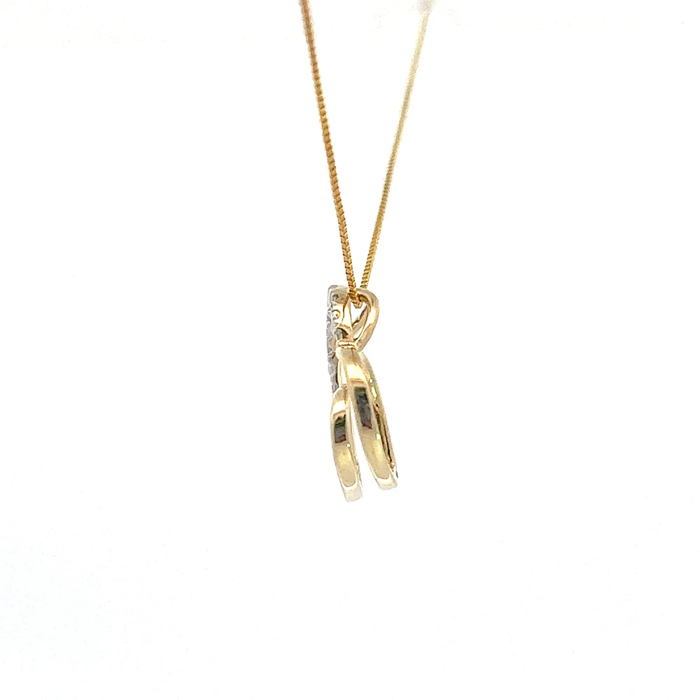 10K Yellow Gold 0.05cttw  Diamond  Heart Pendant, 18"