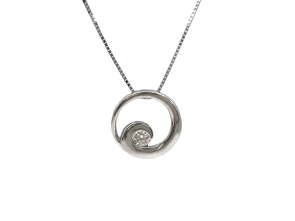 14K White Gold 0.14cttw Canadian Diamond Necklace - 18"