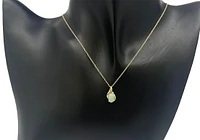 10K Yellow Gold Jade And Diamond Pendant - 18"