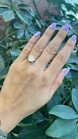 14K Yellow Gold 0.91cttw Opal and 0.09cttw Diamond Halo Ring, 6.5 - / 4.5