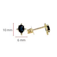 10K Yellow Gold 0.30cttw Genuine Sapphire and 0.04cttw Diamond Stud Earrings