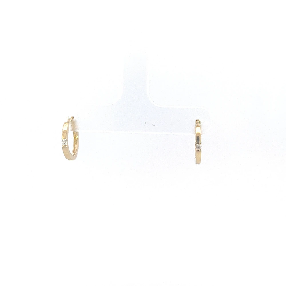 10K Gold 0.04cttw Diamond Hoop / Huggie / Hinged Earring