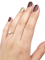 10K White & Rose Gold 0.20cttw Pear Cut Diamond Ring, size 6.5
