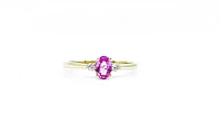 14K Yellow Gold Pink Sapphire 0.62cttw & Canadian Diamond 0.08cttw Ring