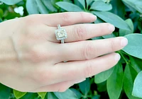 14K White Gold 1.60cttw Fancy Yellow and White Diamond Halo Engagement Ring, size 6