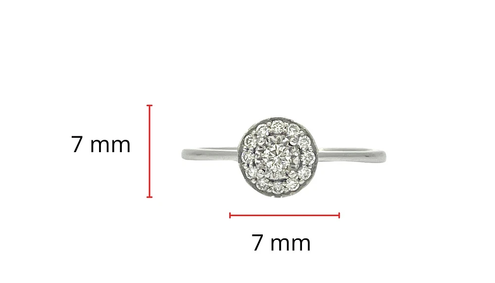 10K White Gold 0.19cttw Diamond Halo Engagement Ring, size 6.5