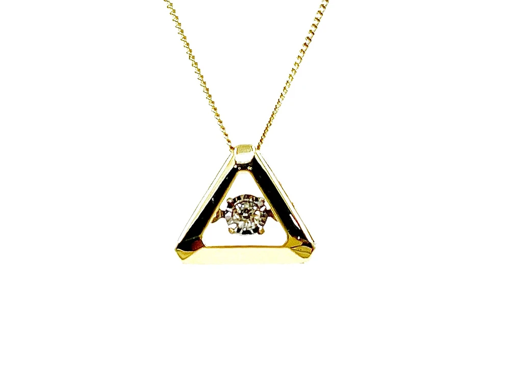 10K Yellow Gold 0.05cttw Diamond Pendant, 18"