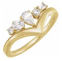 14K White 1/2 CTW Lab-Grown Diamond V Ring - Gold