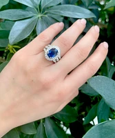 14K White Gold 3.55cttw Genuine Oval Cut Sapphire and 1.50cttw Diamond Ring, size 6.5
