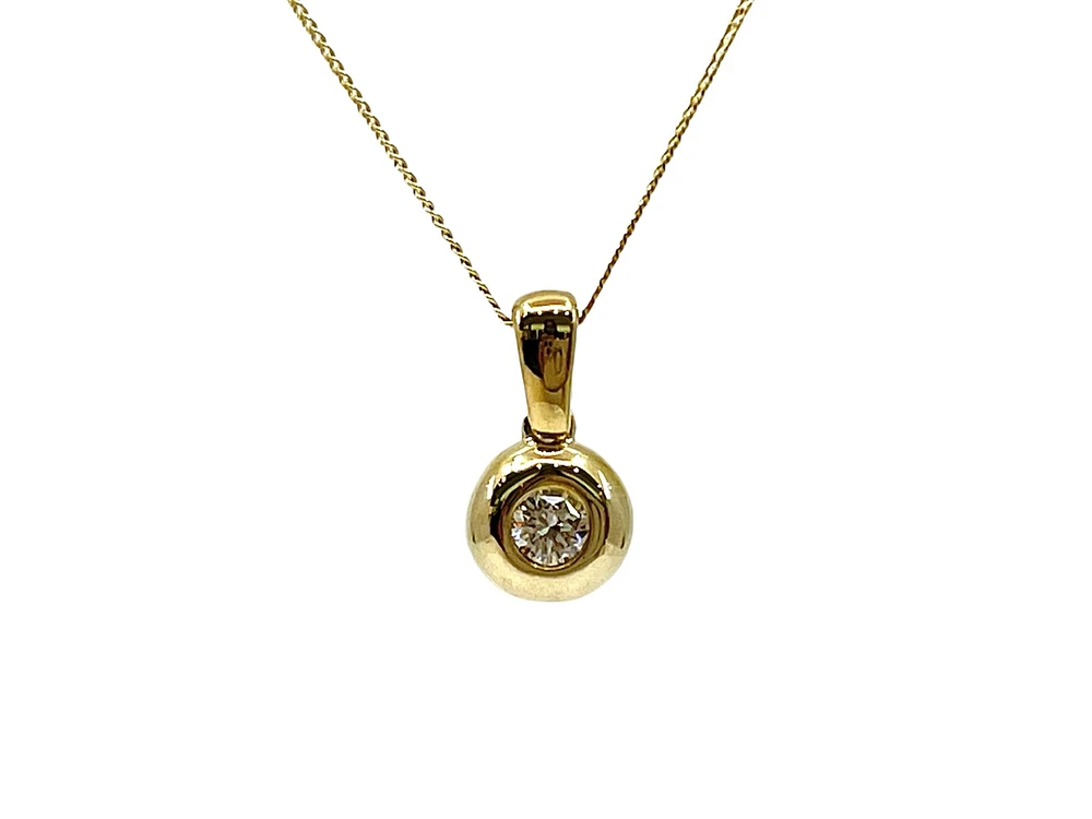 10K Yellow Gold 0.10cttw Diamond Necklace, 18"
