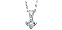 14K White Gold 0.17cttw Princess Cut Square Cut Canadian Diamond Necklace, 18”