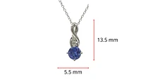 10K White Gold 0.45cttw Genuine Tanzanite & 0.01cttw Diamond Pendant - 18"