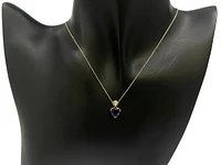 10K Yellow Gold Amethyst & Diamond Necklace, 18"