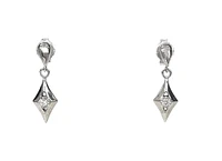 10K White Gold 0.06cttw Diamond Dangle Earrings
